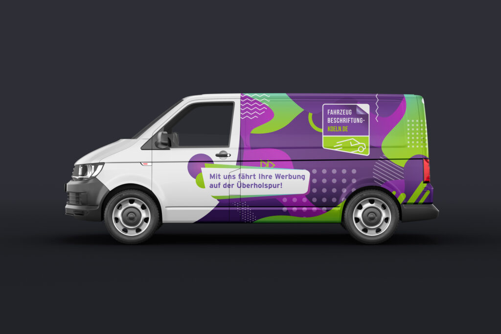 Eine beispielhafte Teilbeklebung im Digitaldruck an einem Transporter